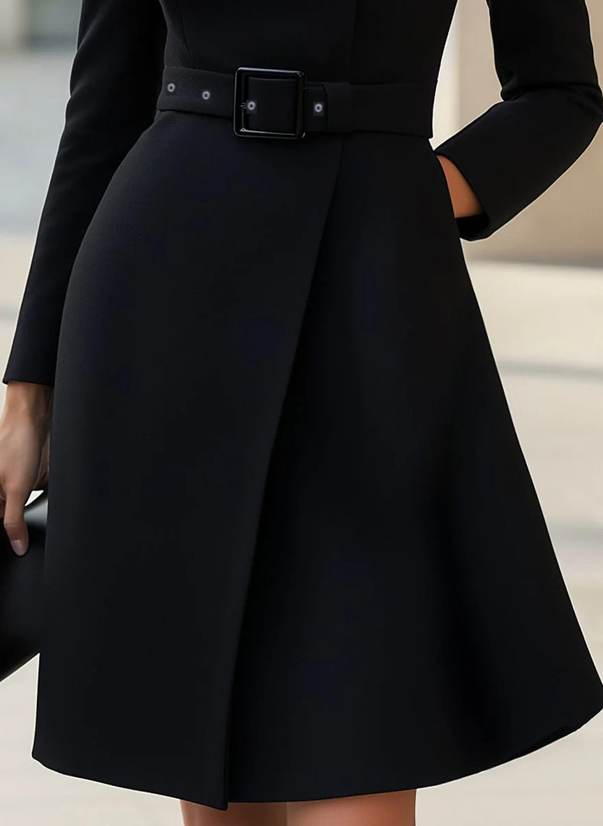 MINA - Vestido con cuello alto y cinturón