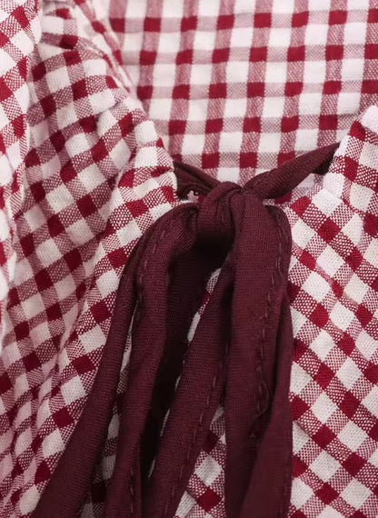 SARA - Blusa a cuadros con volantes