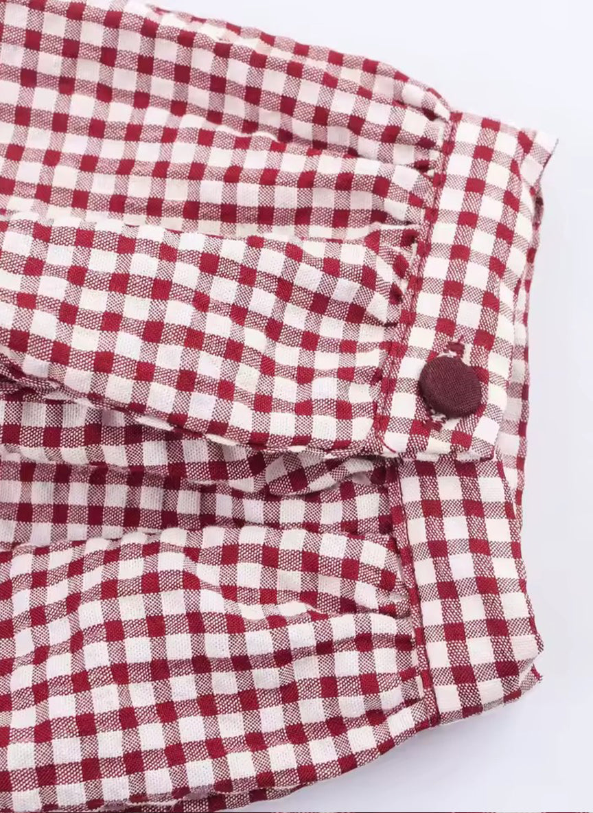 SARA - Blusa a cuadros con volantes