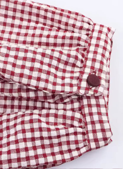 SARA - Blusa a cuadros con volantes