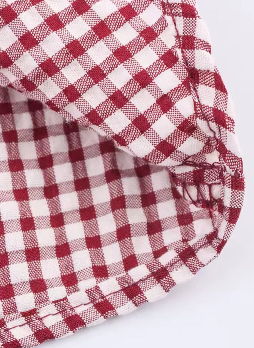 SARA - Blusa a cuadros con volantes