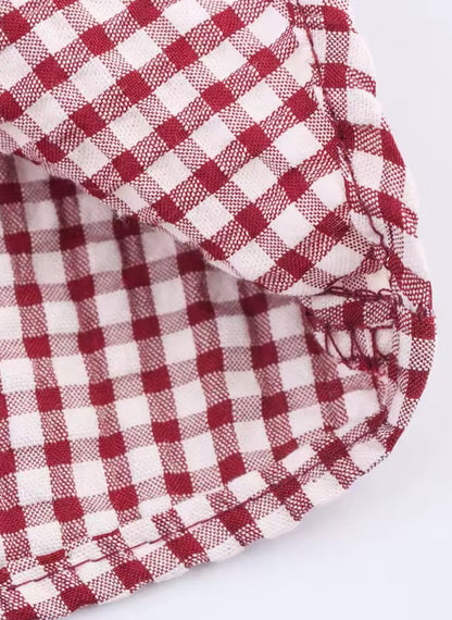 SARA - Blusa a cuadros con volantes