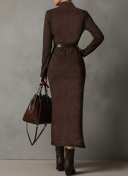 SANDRA - Vestido largo de con cremallera y cinturón