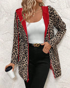 YOLI - Abrigo reversible con capucha y estampado de leopardo
