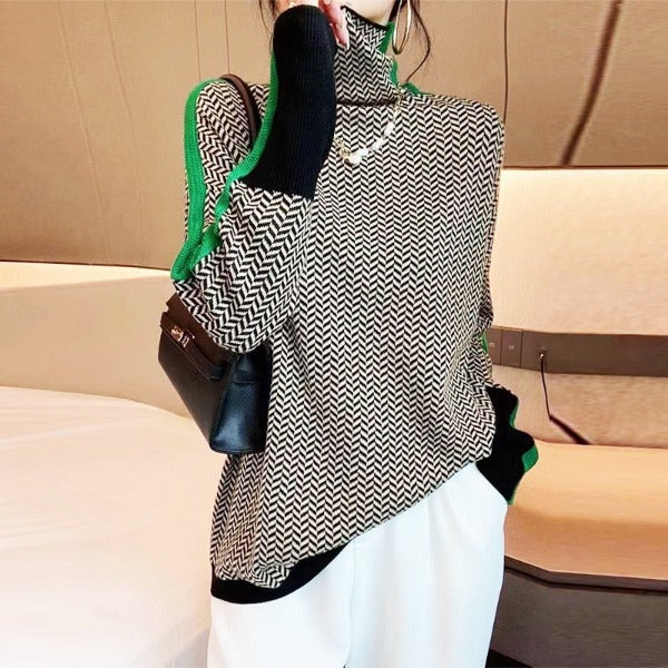 LUISA - Jersey de cuello alto con rayas