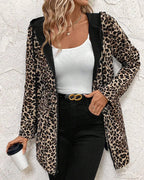 YOLI - Abrigo reversible con capucha y estampado de leopardo