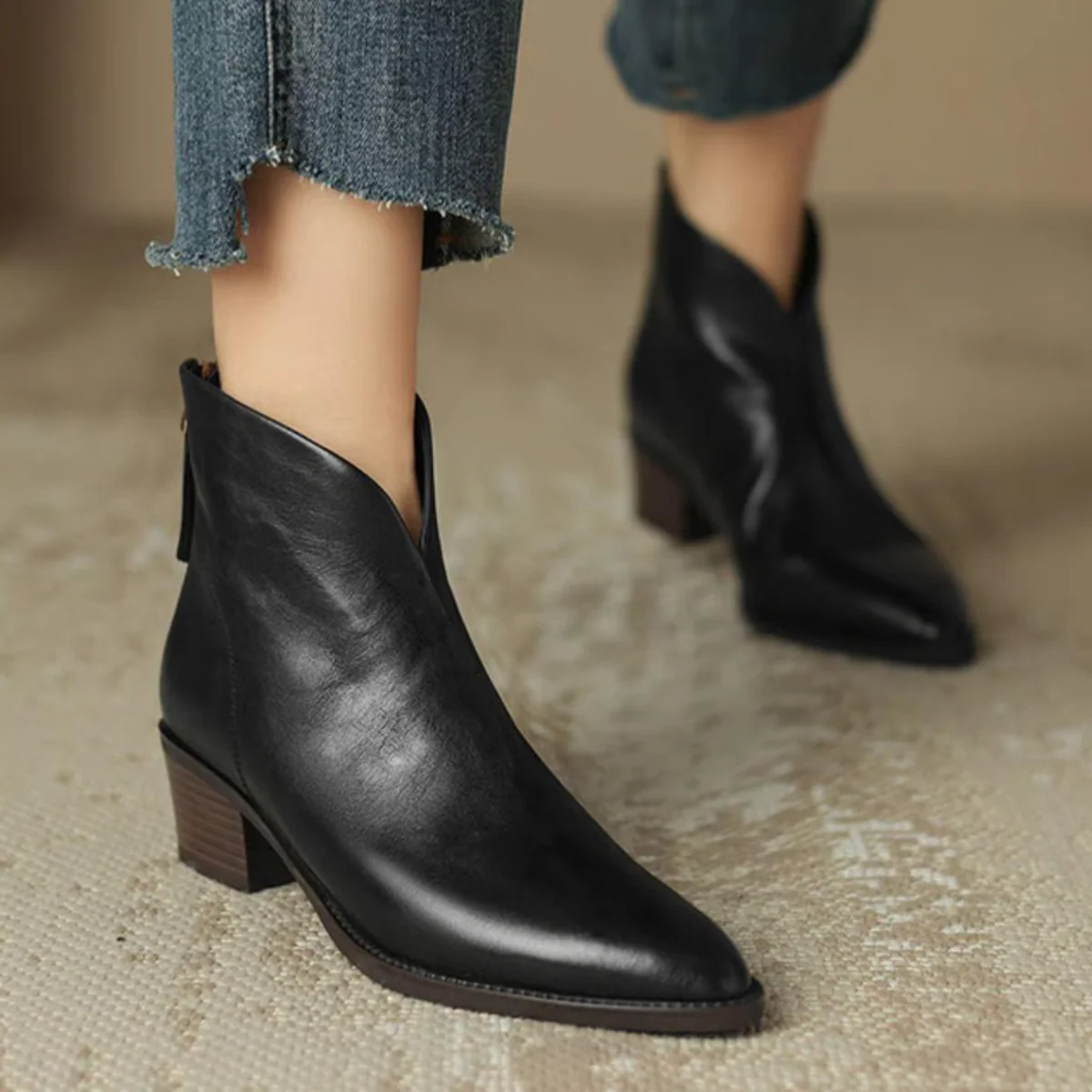 ADELA - Botines de lujo de tacón bajo