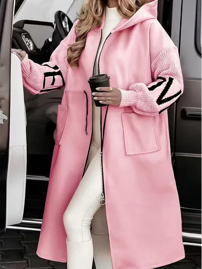 ALE -  Abrigo largo con capucha y mangas de punto