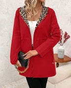 YOLI - Abrigo reversible con capucha y estampado de leopardo